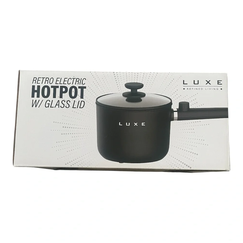 Luxe Black Electric Hotpot with Glass Lid 1.5L.